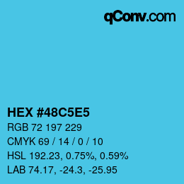 颜色代码: HEX #48C5E5 | qconv.com