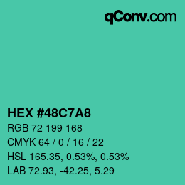 カラーコード: HEX #48C7A8 | qconv.com
