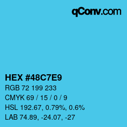 カラーコード: HEX #48C7E9 | qconv.com