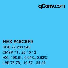 カラーコード: HEX #48C8F9 | qconv.com
