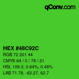 カラーコード: HEX #48C92C | qconv.com