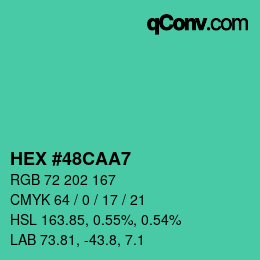Color code: HEX #48CAA7 | qconv.com