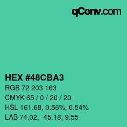 カラーコード: HEX #48CBA3 | qconv.com