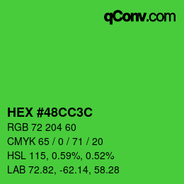 Color code: HEX #48CC3C | qconv.com