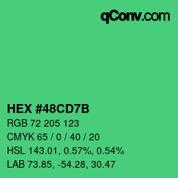 カラーコード: HEX #48CD7B | qconv.com