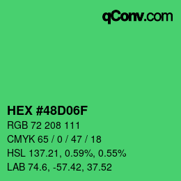 Color code: HEX #48D06F | qconv.com