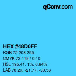 Color code: HEX #48D0FF | qconv.com