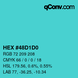 Color code: HEX #48D1D0 | qconv.com