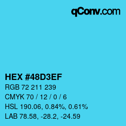 Color code: HEX #48D3EF | qconv.com