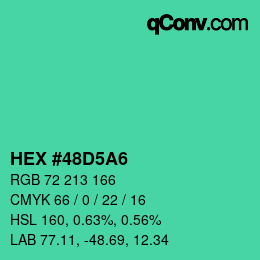 颜色代码: HEX #48D5A6 | qconv.com