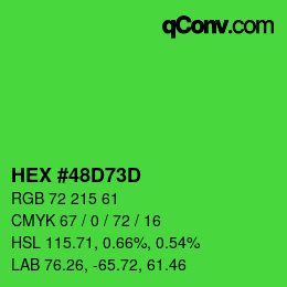 Color code: HEX #48D73D | qconv.com