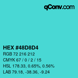 Color code: HEX #48D8D4 | qconv.com