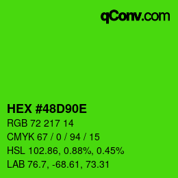 Color code: HEX #48D90E | qconv.com