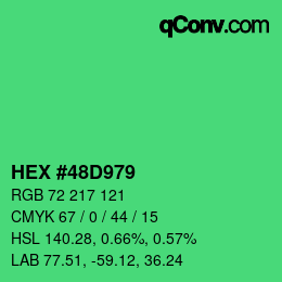 カラーコード: HEX #48D979 | qconv.com