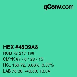 Farbcode: HEX #48D9A8 | qconv.com