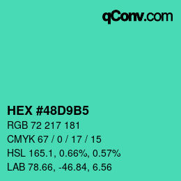 Color code: HEX #48D9B5 | qconv.com