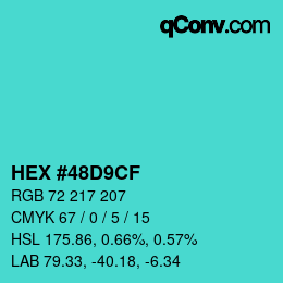 Color code: HEX #48D9CF | qconv.com