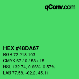 カラーコード: HEX #48DA67 | qconv.com
