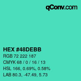 Color code: HEX #48DEBB | qconv.com