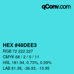 Color code: HEX #48DEE3 | qconv.com