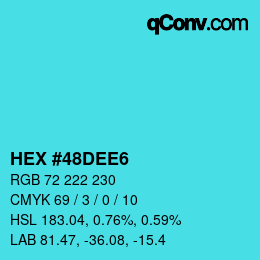 Color code: HEX #48DEE6 | qconv.com
