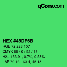Color code: HEX #48DF6B | qconv.com