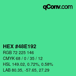 Código de color: HEX #48E192 | qconv.com