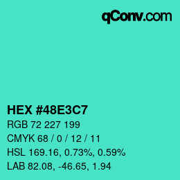 Color code: HEX #48E3C7 | qconv.com