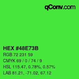 Código de color: HEX #48E73B | qconv.com