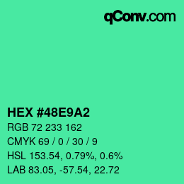 Color code: HEX #48E9A2 | qconv.com