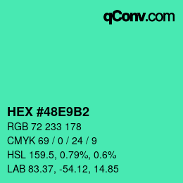 カラーコード: HEX #48E9B2 | qconv.com