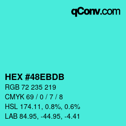 カラーコード: HEX #48EBDB | qconv.com