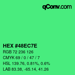 Color code: HEX #48EC7E | qconv.com