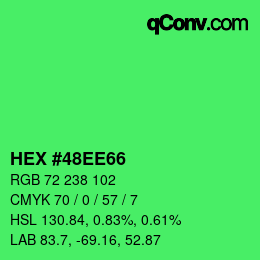 Farbcode: HEX #48EE66 | qconv.com