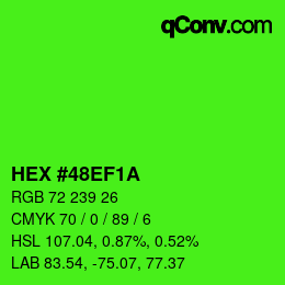 Color code: HEX #48EF1A | qconv.com
