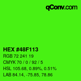 Color code: HEX #48F113 | qconv.com