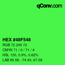 颜色代码: HEX #48F548 | qconv.com