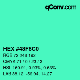 Color code: HEX #48F8C0 | qconv.com