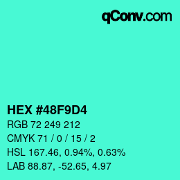 Color code: HEX #48F9D4 | qconv.com