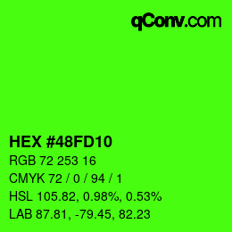 Farbcode: HEX #48FD10 | qconv.com