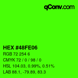 Color code: HEX #48FE06 | qconv.com