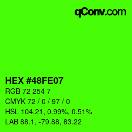 Color code: HEX #48FE07 | qconv.com