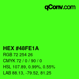 Color code: HEX #48FE1A | qconv.com