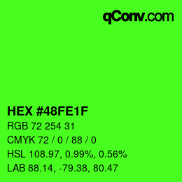 Color code: HEX #48FE1F | qconv.com