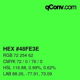 Color code: HEX #48FE3E | qconv.com