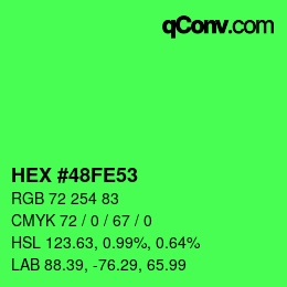 Color code: HEX #48FE53 | qconv.com