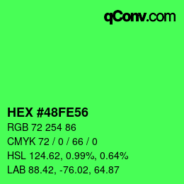 Color code: HEX #48FE56 | qconv.com