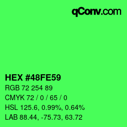 Color code: HEX #48FE59 | qconv.com