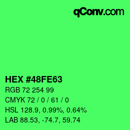 Color code: HEX #48FE63 | qconv.com