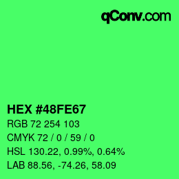 Color code: HEX #48FE67 | qconv.com